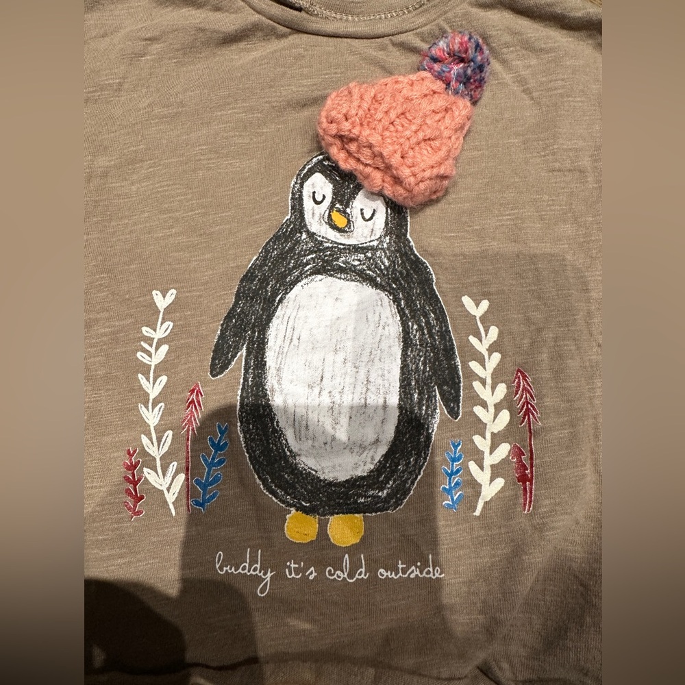 🎉BUNDLE 10 for $20🎉ZARA • Kids Brown Penguin Shirt - Picture 2 of 3